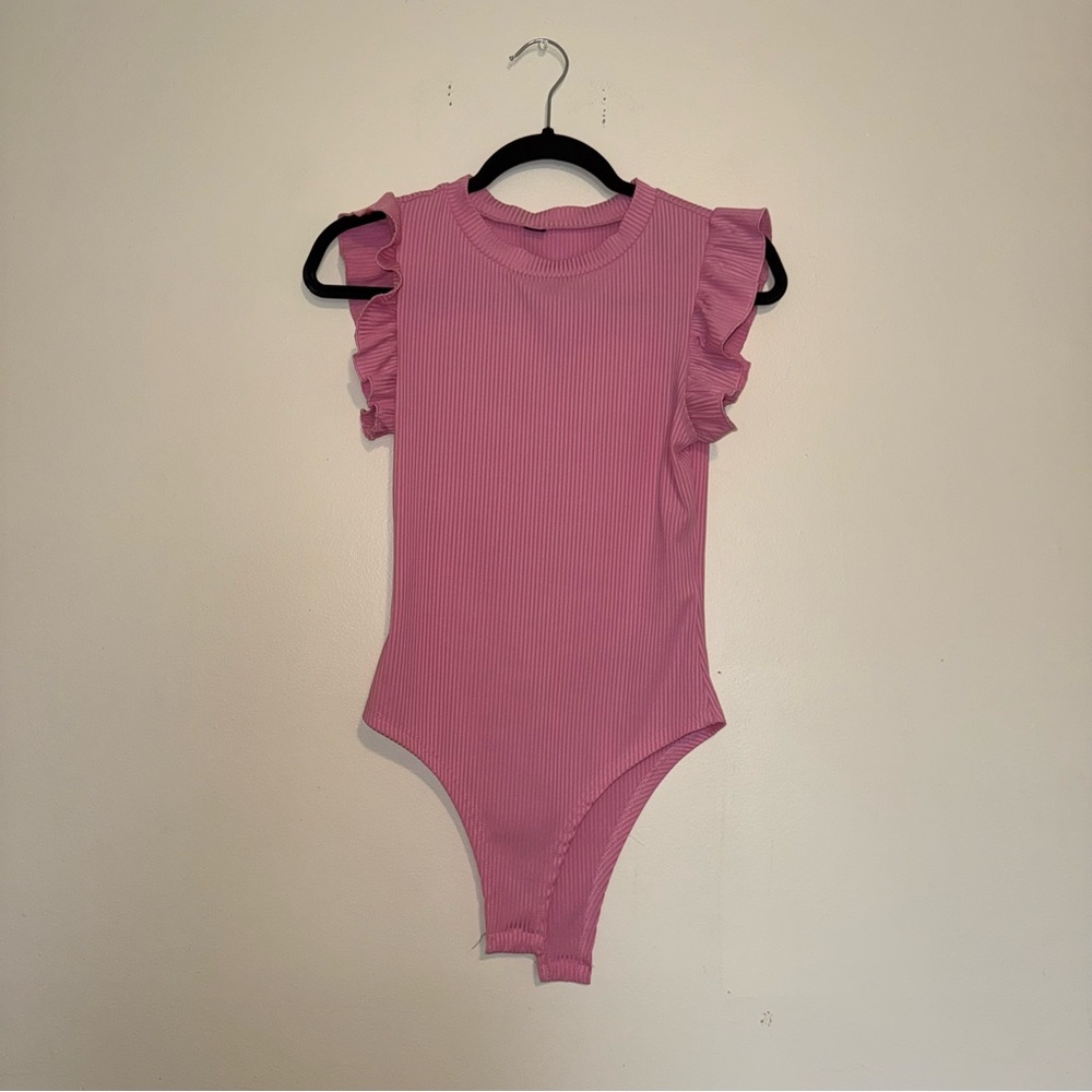 White Ruffled Bodysuit Top - Picture 9 of 12